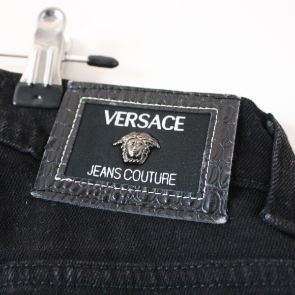 Vintage Versace Jeans Couture Black Denim Pants – High Waisted Designer Jeans, 9 - Picture 5 of 7